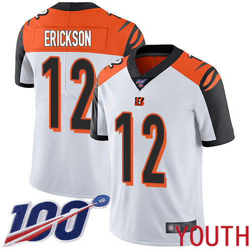 Cincinnati Bengals Limited White Youth Alex Erickson Road Jersey NFL Footballl 12 100th Season Vapor Untouchable